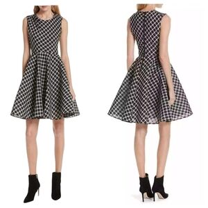 Maje Reine Check Plaid Skatter Dress Sz 1/XS Black White Sleeveless Coquette